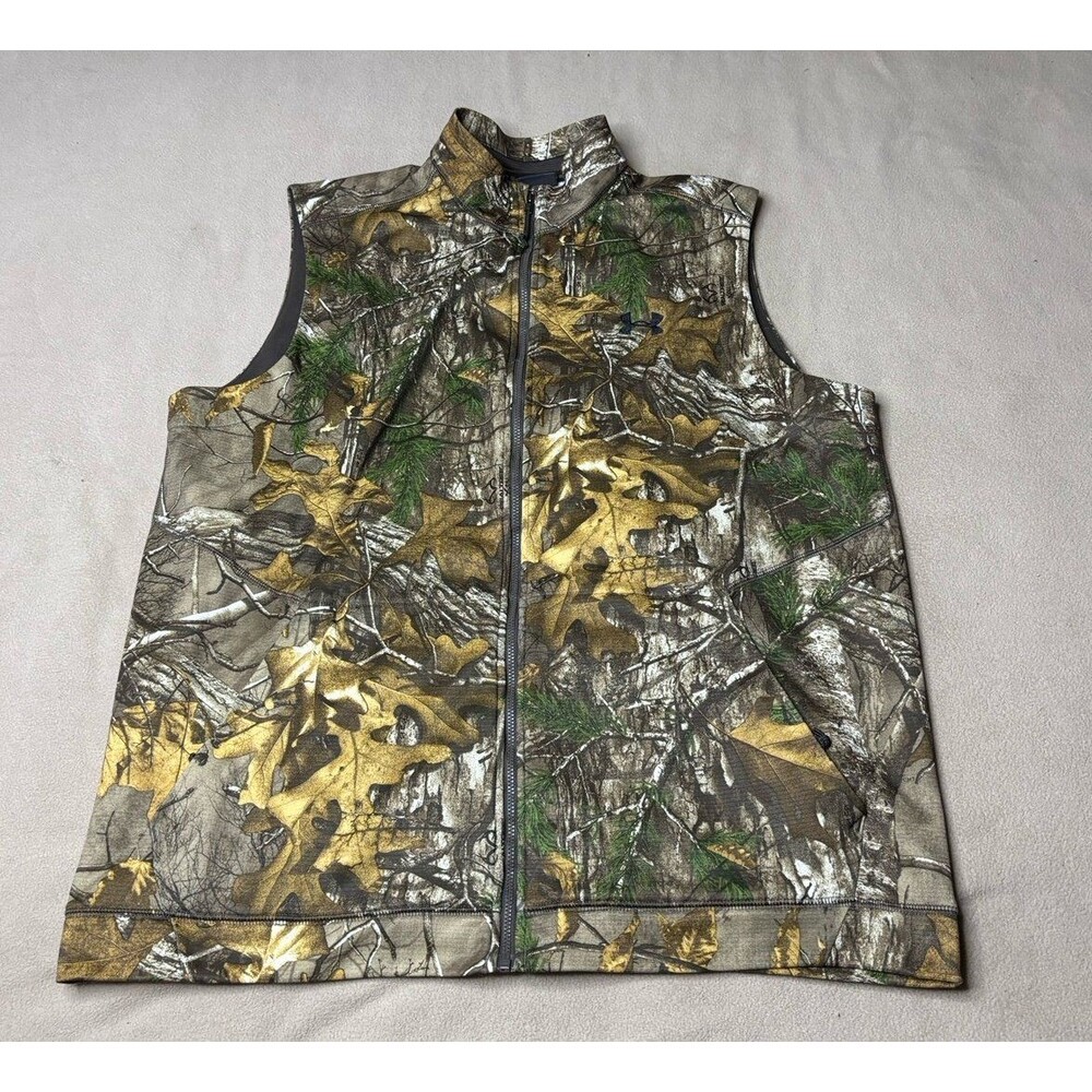 Under Armour Vest Mens Size XL Realtree Xtra Camo Threadborne Full Zip Hunting